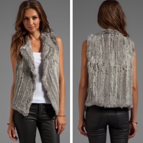 Joie Jackets & Blazers - Joie Grey Real Rabbit Fur Vest